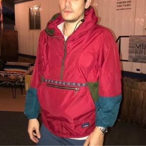 Vintage L.L. Bean Colorblock Anorak Jacket Thinsulate Pullover Red Teal 90s